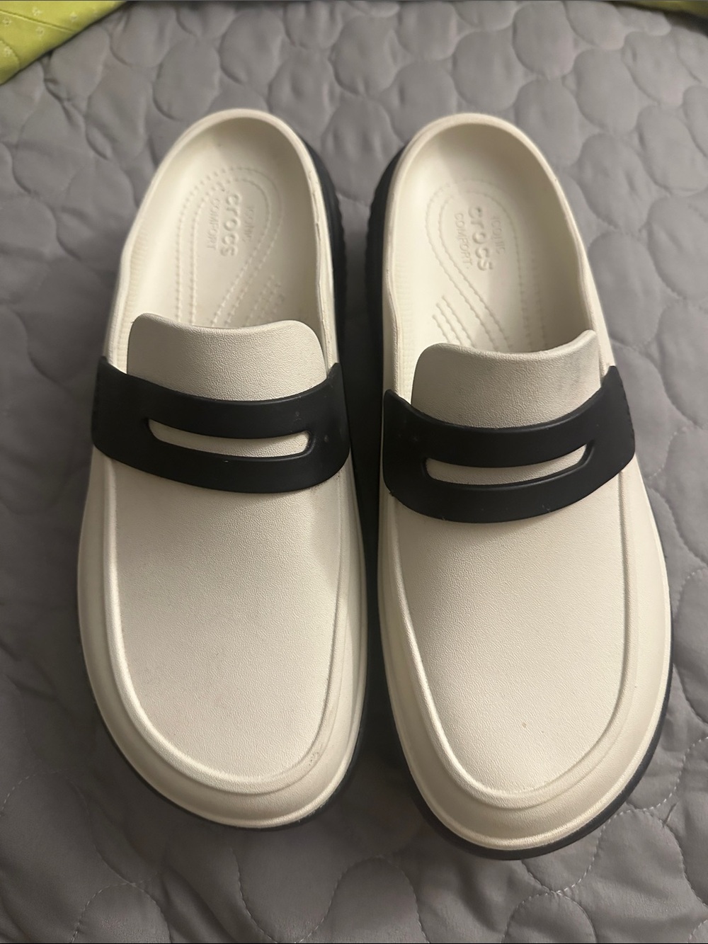 CROCS Two-Tone Cream and Black  Platform Slip-On Clog